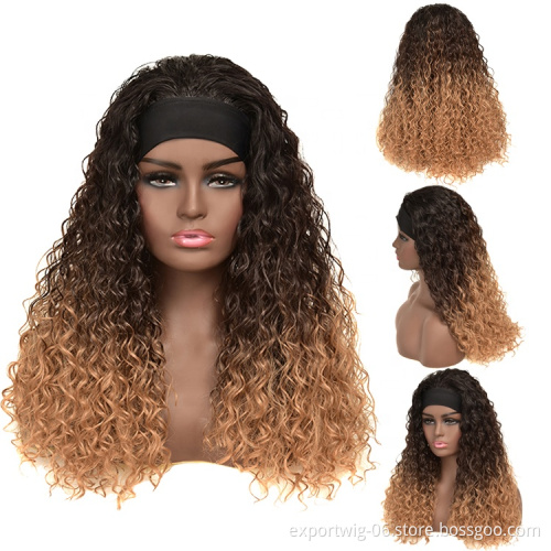 Short Hair Afro Kinky Curly Wigs With Bangs For Black Women African Synthetic Wigs Heat Resistant Fiber Mixed Brown